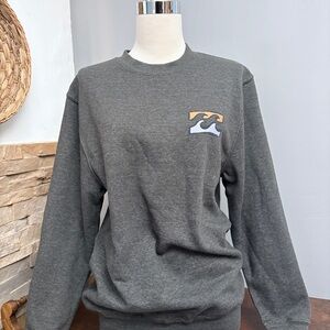 Billabong Charcoal Gray Crewneck Sweater with Small Wave Logo